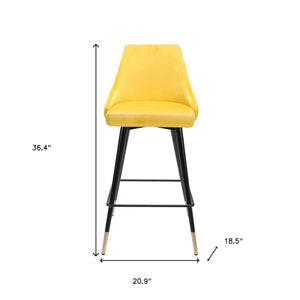 Homeroots 26" Yellow And Black Steel Low Back Counter Height Bar Chair   396519