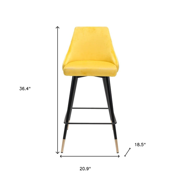 Homeroots 26" Yellow And Black Steel Low Back Counter Height Bar Chair   396519