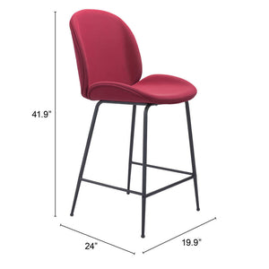 Homeroots 26" Red And Black Steel Low Back Counter Height Bar Chair   396522