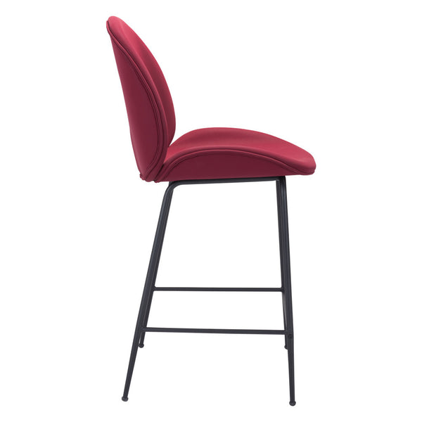 Homeroots 26" Red And Black Steel Low Back Counter Height Bar Chair   396522