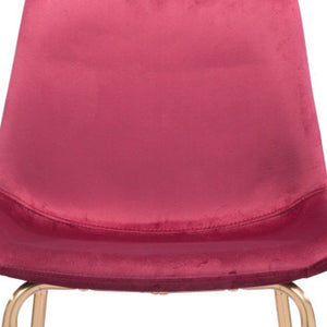 Homeroots 26" Red And Copper Velvet And Steel Low Back Counter Height Bar Chair   396528