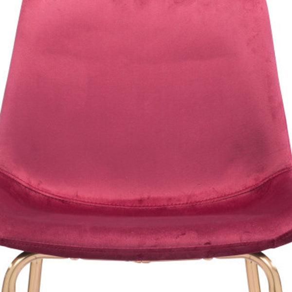 Homeroots 26" Red And Copper Velvet And Steel Low Back Counter Height Bar Chair   396528