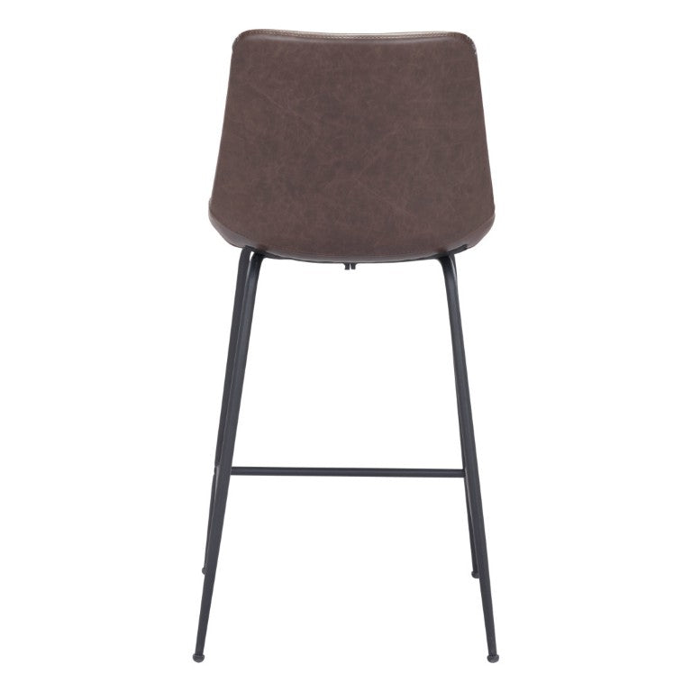 26 Inch Faux Leather Steel Frame Counter Stool with Low Back for Kitchen Seating
