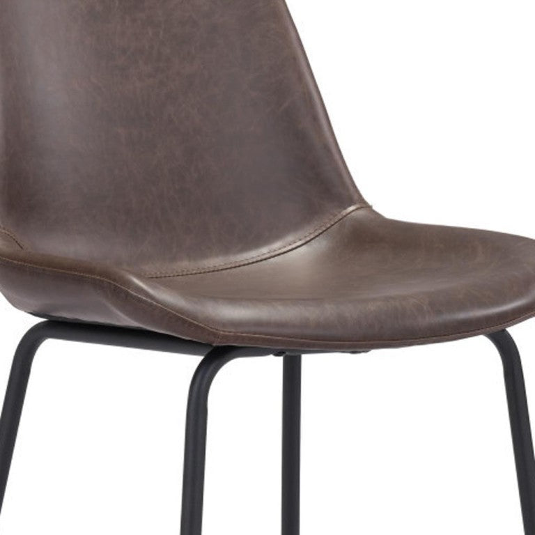 26 Inch Faux Leather Steel Frame Counter Stool with Low Back for Kitchen Seating