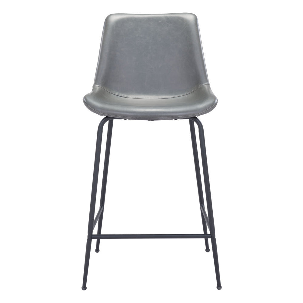 Homeroots 26" Gray And Black Steel Low Back Counter Height Bar Chair   396531