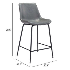 Homeroots 26" Gray And Black Steel Low Back Counter Height Bar Chair   396531