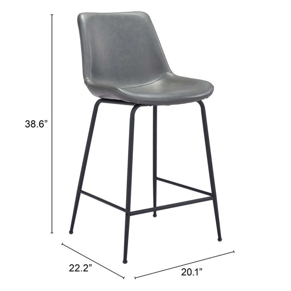 Homeroots 26" Gray And Black Steel Low Back Counter Height Bar Chair   396531