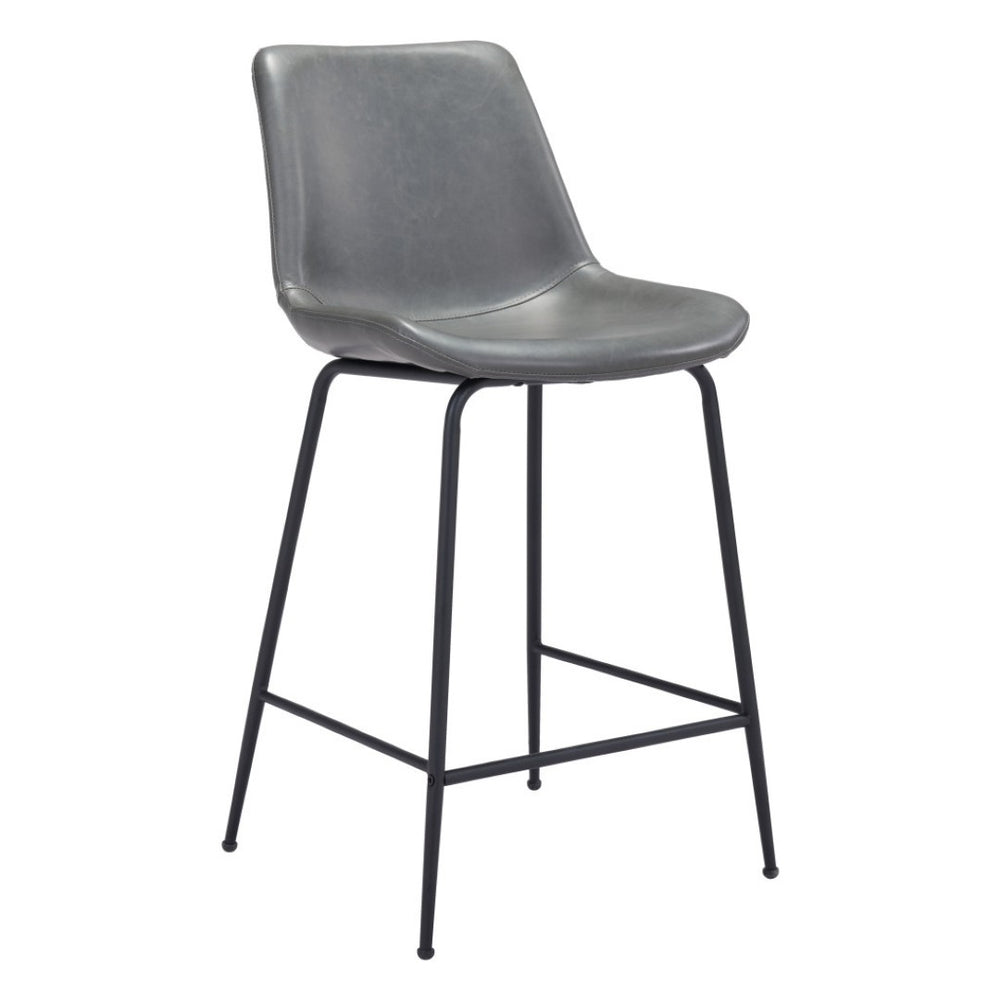 HomeRoots 26" Stylish Gray and Black Steel Low Back Counter Height Bar Chair for Modern Dining Spaces 396531