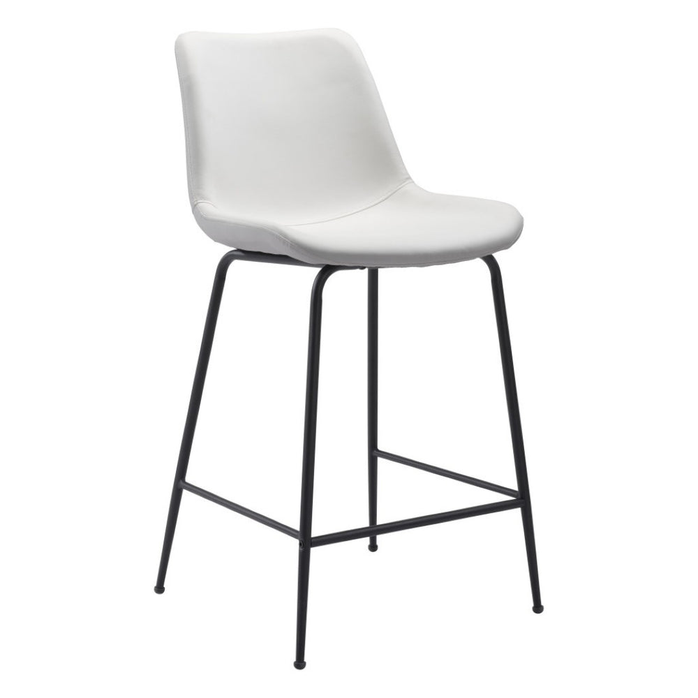 HomeRoots 26" Modern White & Black Steel Low Back Counter Height Bar Chair for Stylish Dining & Comfort 396532