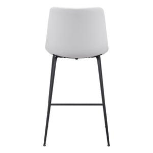 Homeroots 26" White And Black Steel Low Back Counter Height Bar Chair   396532