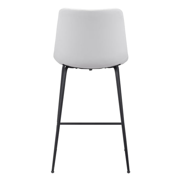 Homeroots 26" White And Black Steel Low Back Counter Height Bar Chair   396532