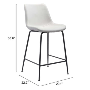 Homeroots 26" White And Black Steel Low Back Counter Height Bar Chair   396532