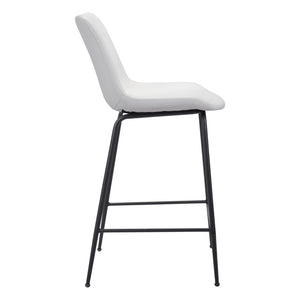 Homeroots 26" White And Black Steel Low Back Counter Height Bar Chair   396532