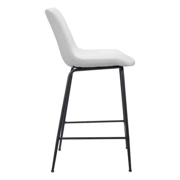 Homeroots 26" White And Black Steel Low Back Counter Height Bar Chair   396532