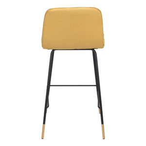 Homeroots 27" Yellow And Black Steel Low Back Counter Height Bar Chair   396534