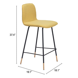 Homeroots 27" Yellow And Black Steel Low Back Counter Height Bar Chair   396534