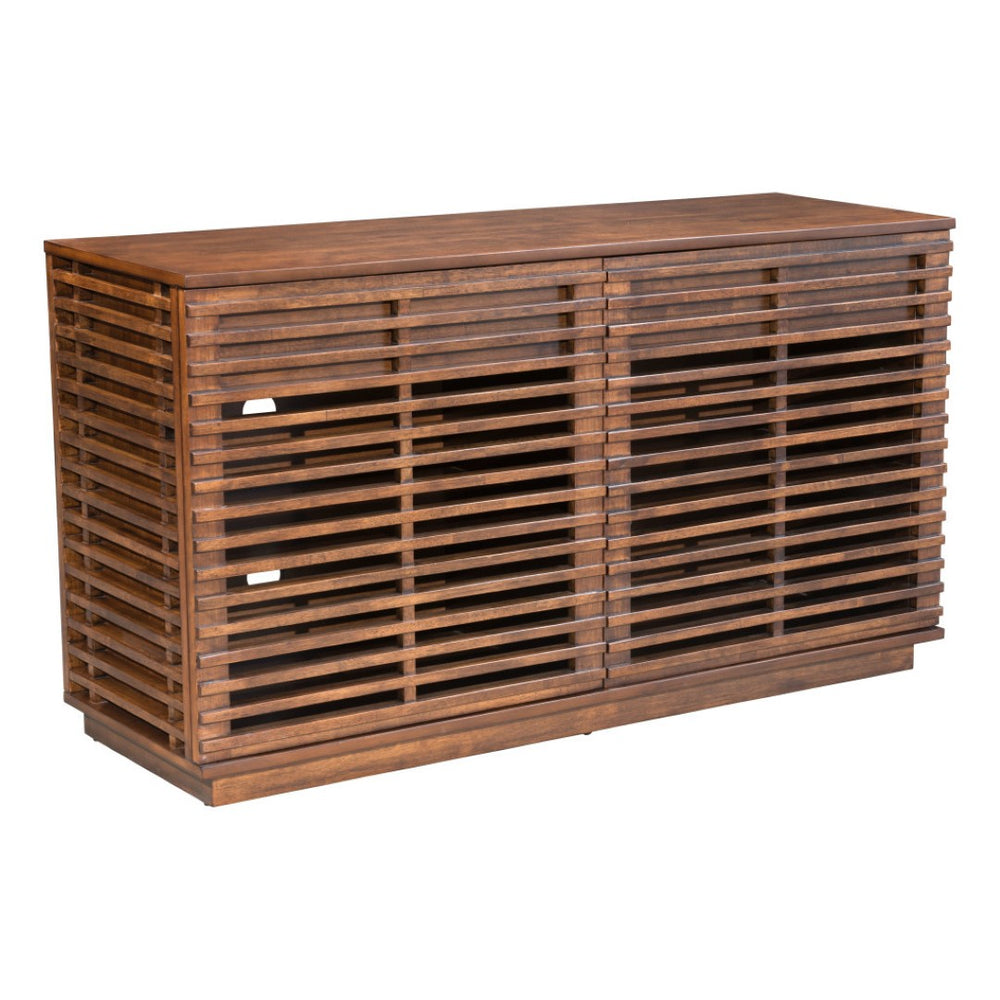 HomeRoots 54" Brown Enclosed Storage TV Stand - Stylish Multi-Purpose Cabinet with Cable Management & Timeless Design 396550