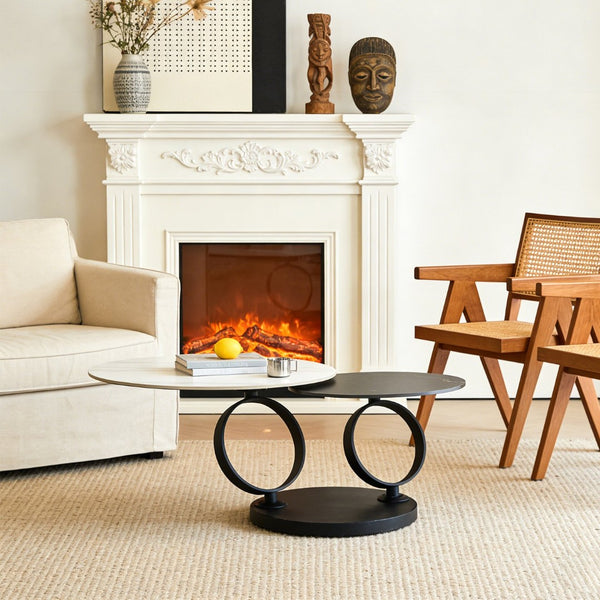 English Elm Round Sintered Stone Nesting Coffee Tables Modern Two-tone Set for Living Room W5096S00001
