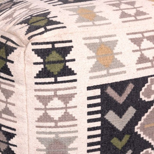 Homeroots 17" Ivory And Black Cotton Southwestern Pouf Ottoman - Chic Multi-functional Accent For Any Room   396570