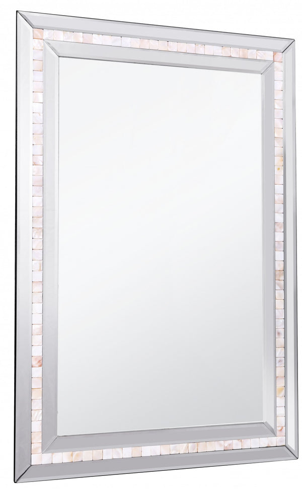 Homeroots 36" Silver Glass Framed Accent Mirror  Glass 396575