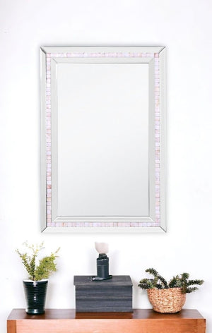 Homeroots 36" Silver Glass Framed Accent Mirror  Glass 396575