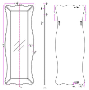 Homeroots 65" Clear Novelty Glass Framed Full Length Hanging Mirror  Glass 396577