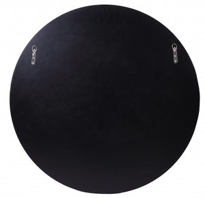 Homeroots 35" Clear Round Glass Framed Accent Mirror  Glass 396579