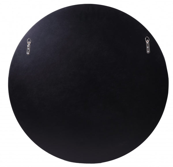 Homeroots 35" Clear Round Glass Framed Accent Mirror  Glass 396579