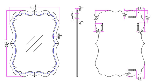 Homeroots 32" Clear Novelty Glass Framed Accent Mirror  Glass 396580