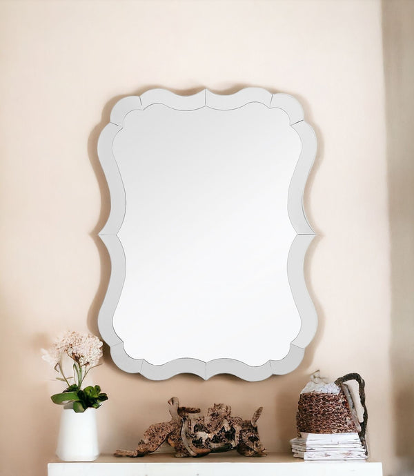 Homeroots 32" Clear Novelty Glass Framed Accent Mirror  Glass 396580