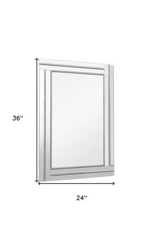 HomeRoots 36" Silver Glass Framed Accent Mirror - Modern Elegance, Versatile Design for Any Room's Décor! 396581