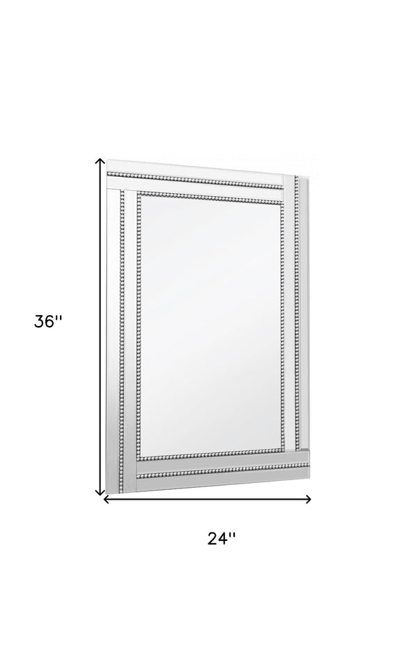HomeRoots 36" Silver Glass Framed Accent Mirror - Modern Elegance, Versatile Design for Any Room's Décor! 396581