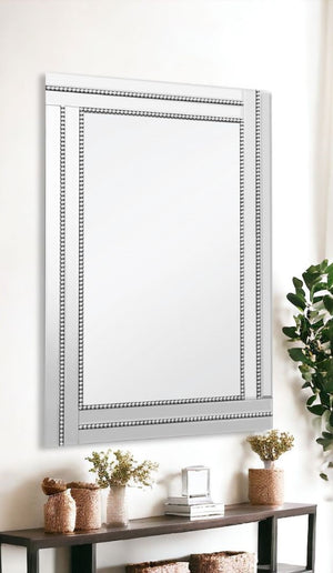 Homeroots 36" Silver Glass Framed Accent Mirror  Glass 396581