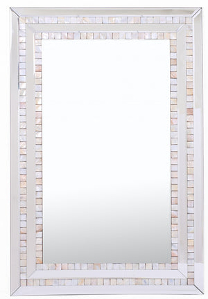 Homeroots Pastel Pink Mosaic Tiled Mirror  Glass 396582
