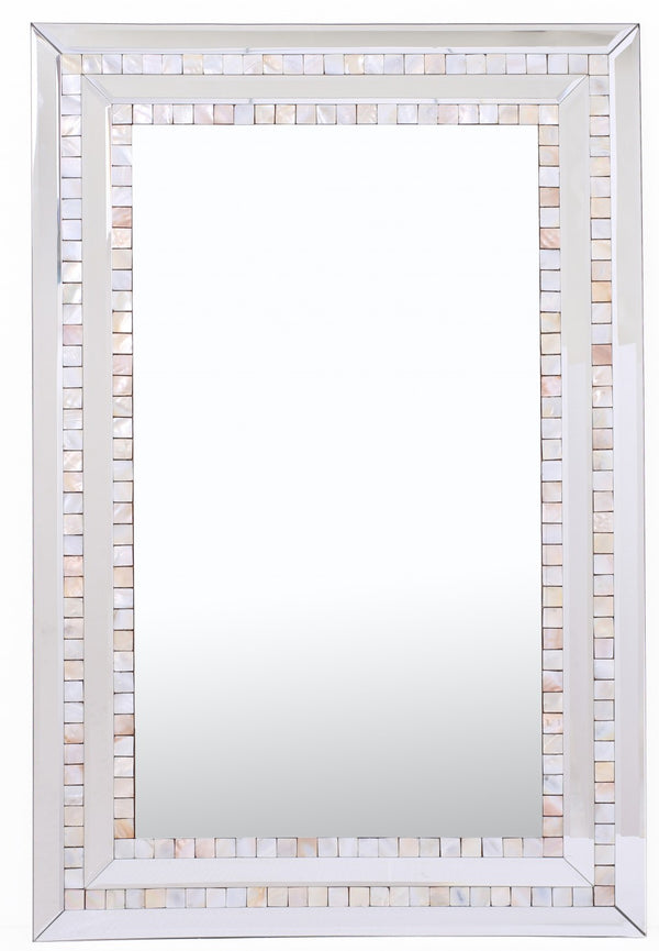 Homeroots Pastel Pink Mosaic Tiled Mirror  Glass 396582