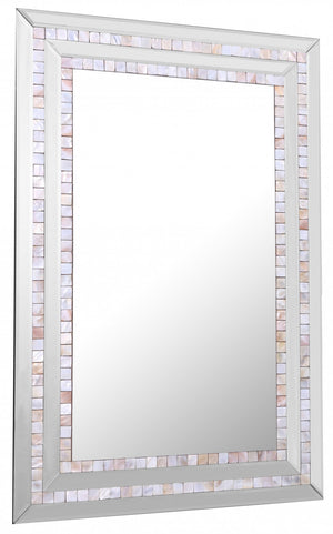 Homeroots Pastel Pink Mosaic Tiled Mirror  Glass 396582