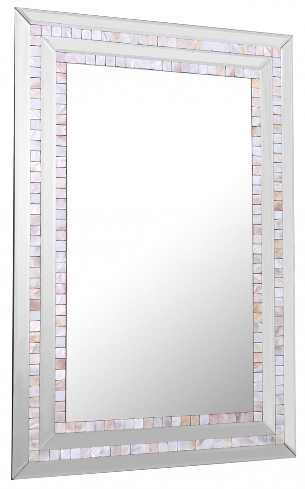 Homeroots Pastel Pink Mosaic Tiled Mirror  Glass 396582