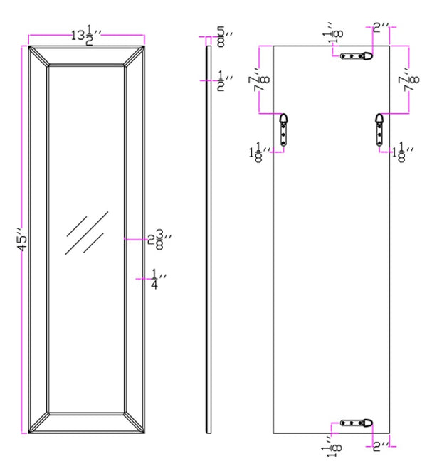 Homeroots Clear Rectangle Full Length Hanging Glass Mirror  Glass 396584