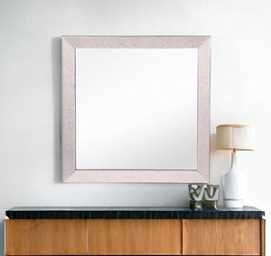 Homeroots 24" Gray Square Glass Framed Accent Mirror  Glass 396585