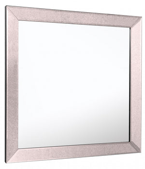 Homeroots 24" Gray Square Glass Framed Accent Mirror  Glass 396585