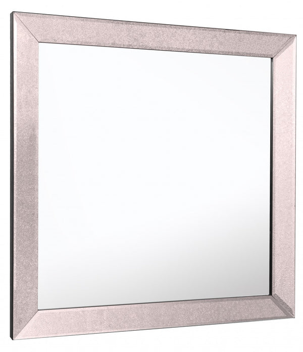 Homeroots 24" Gray Square Glass Framed Accent Mirror  Glass 396585