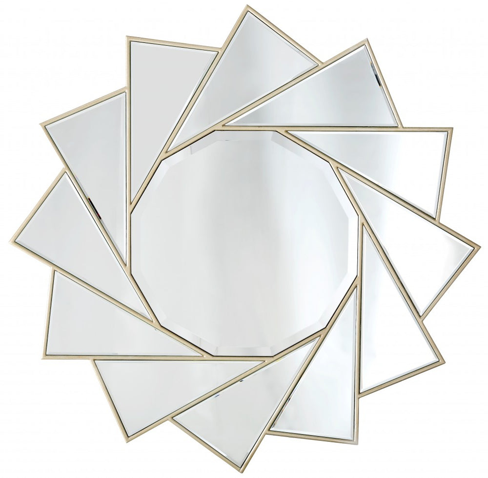 Homeroots 35" Gold Sunburst Metal Framed Accent Mirror  Glass 396588