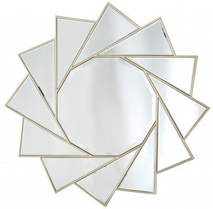 Homeroots 35" Gold Sunburst Metal Framed Accent Mirror  Glass 396588