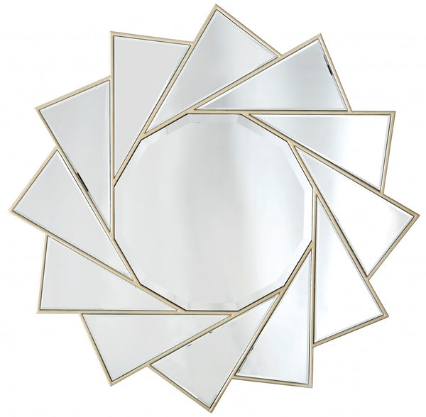 Homeroots 35" Gold Sunburst Metal Framed Accent Mirror  Glass 396588