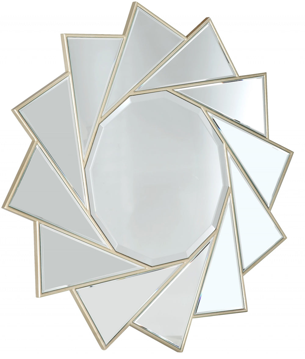 Homeroots 35" Gold Sunburst Metal Framed Accent Mirror  Glass 396588
