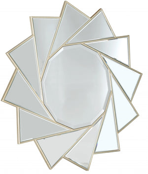 Homeroots 35" Gold Sunburst Metal Framed Accent Mirror  Glass 396588