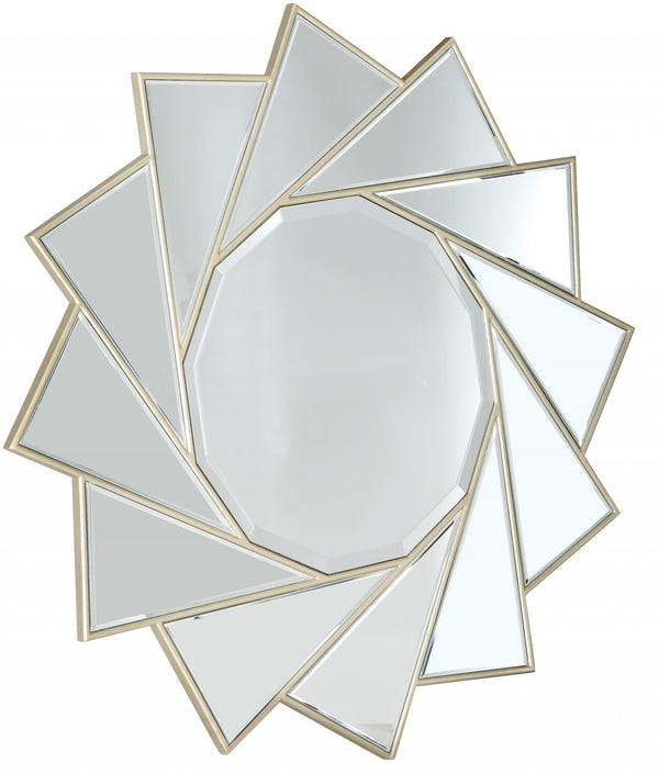 Homeroots 35" Gold Sunburst Metal Framed Accent Mirror  Glass 396588