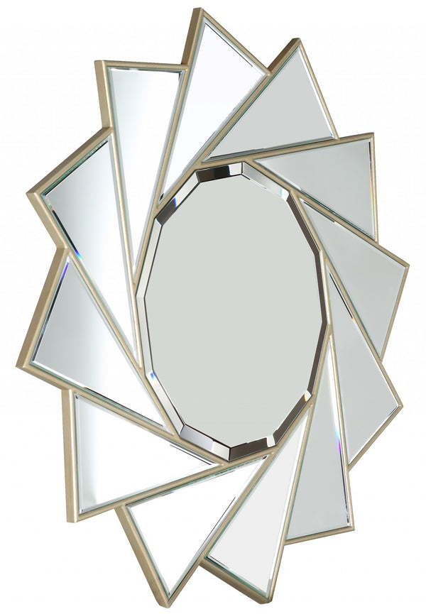 Homeroots 35" Gold Sunburst Metal Framed Accent Mirror  Glass 396588