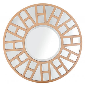 Homeroots 32" Gold Round Metal Framed Accent Mirror  Glass 396589