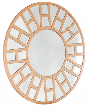 Homeroots 32" Gold Round Metal Framed Accent Mirror  Glass 396589